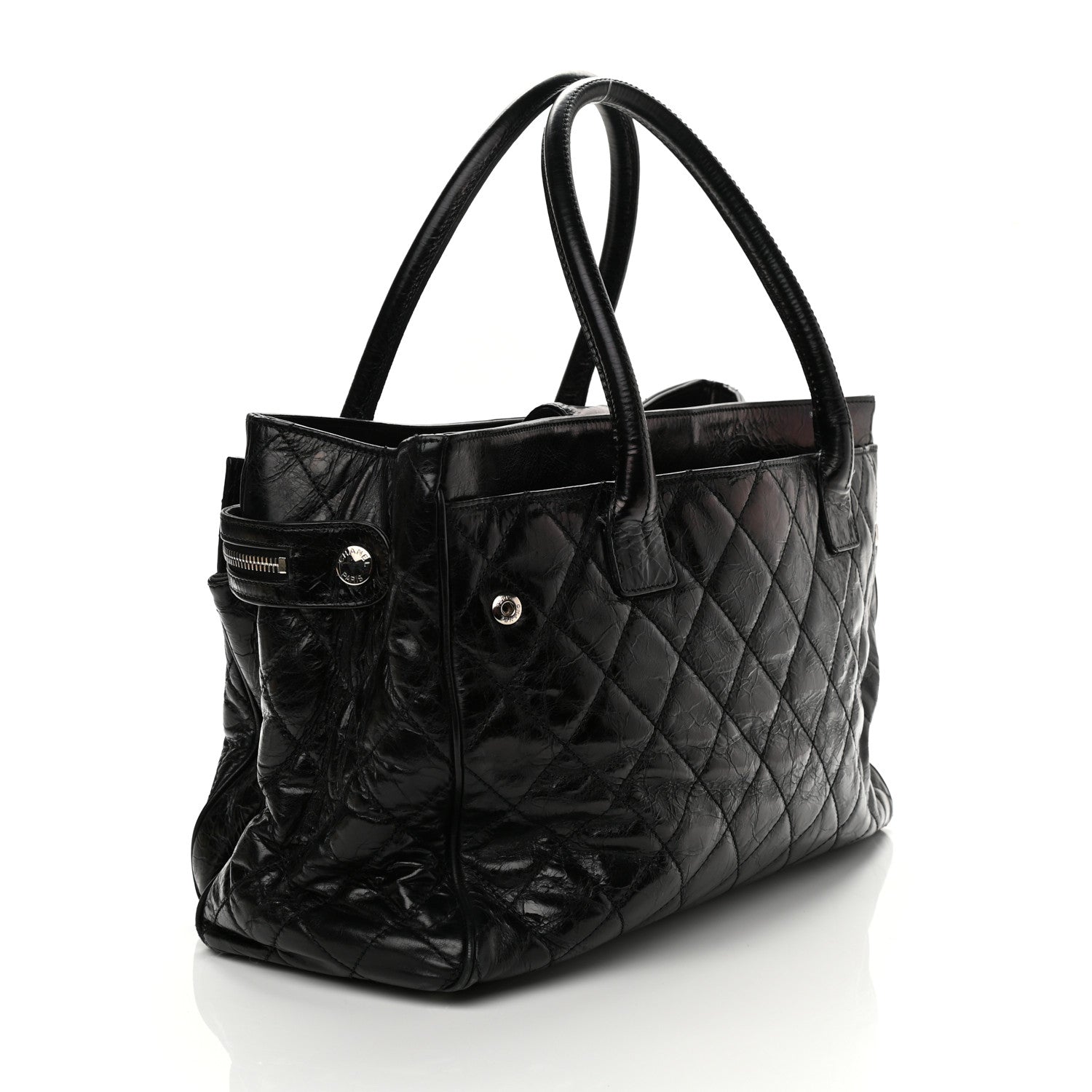 Chanel Glazed Calfskin Quilted Large New Portobello Tote Black 2 of 12
