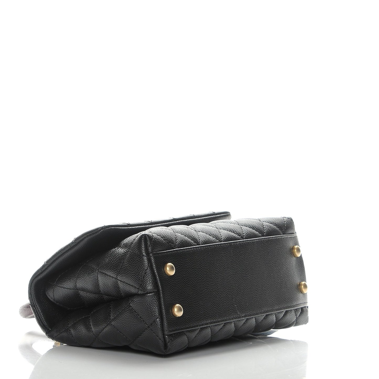 Caviar Lizard Quilted Mini Coco Handle Flap Black