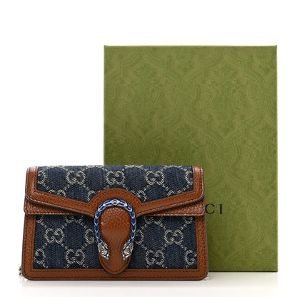 Gucci New Denim GG Monogram Dollar Calfskin Enamel Super Mini Dionysus Shoulder Bag Blue Tea Cuir Epilog Electric Blue 10 of 10
