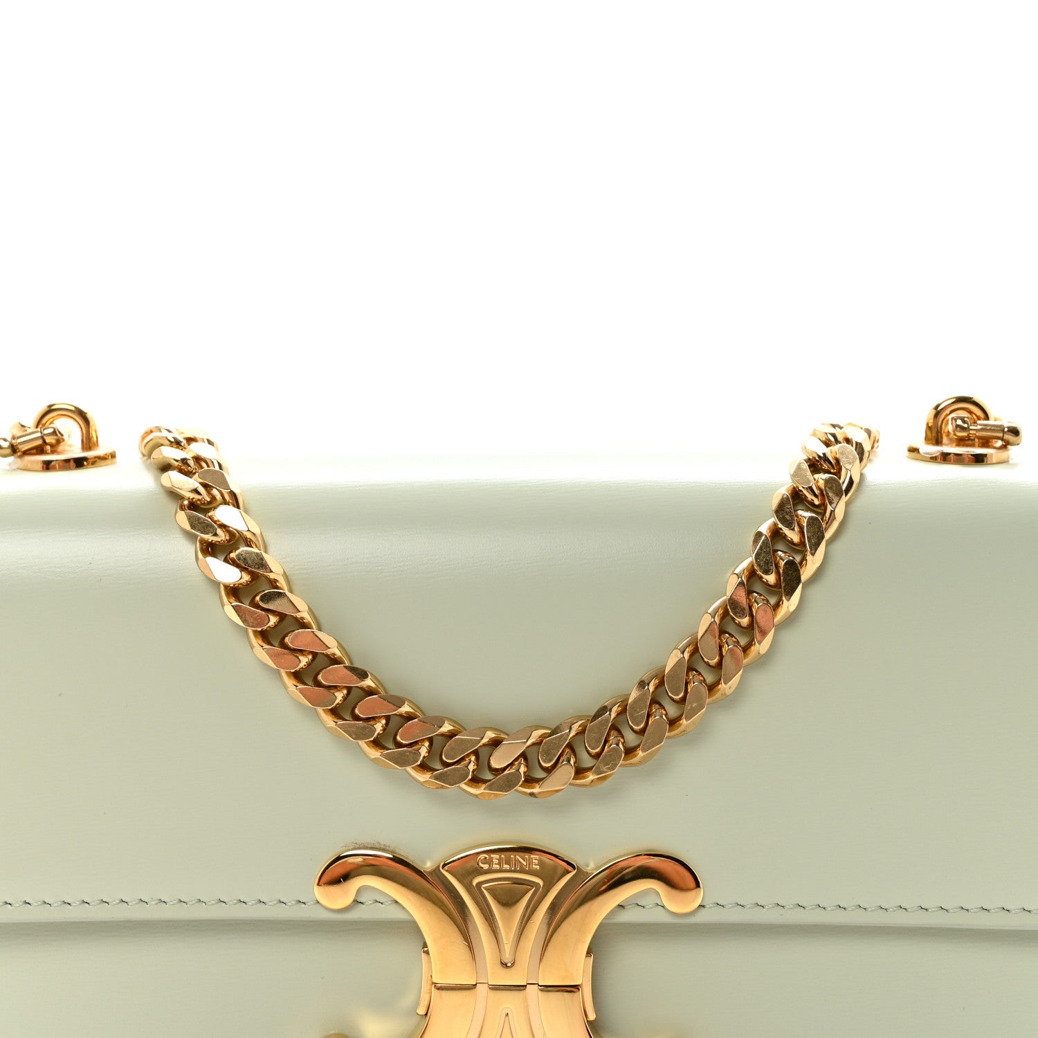 Celine Shiny Calfskin Triomphe Chain Shoulder Bag Jade 1845719