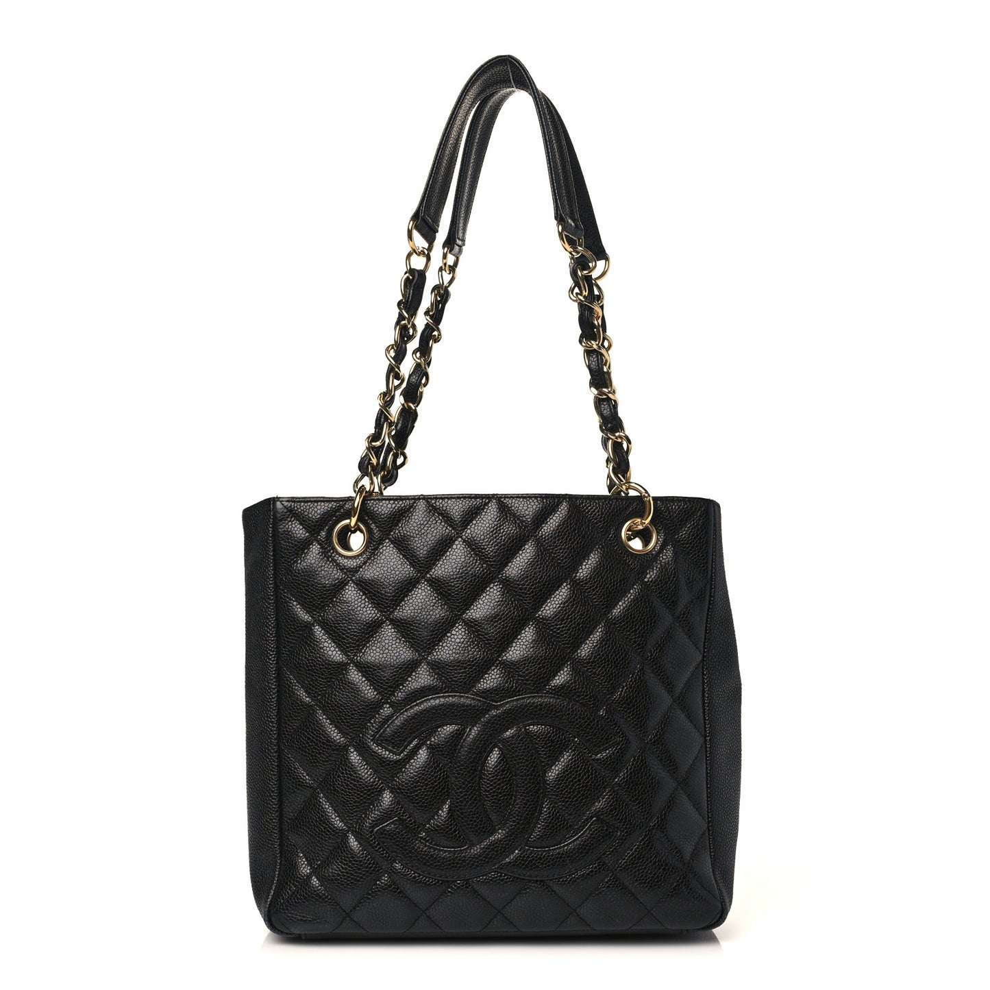 Caviar Quilted Petit Shopping Tote PST Black