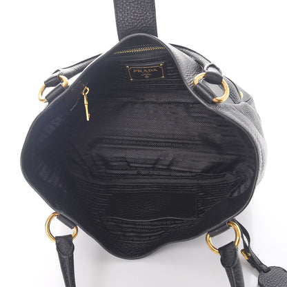 Prada Vitello Daino Buckle Tote Nero Black 5 of 8