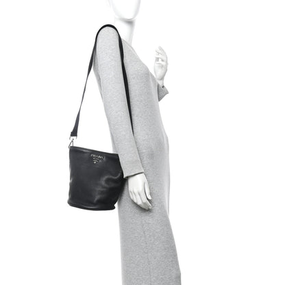 Prada Vitello Daino Bucket Bag Black 2 of 10