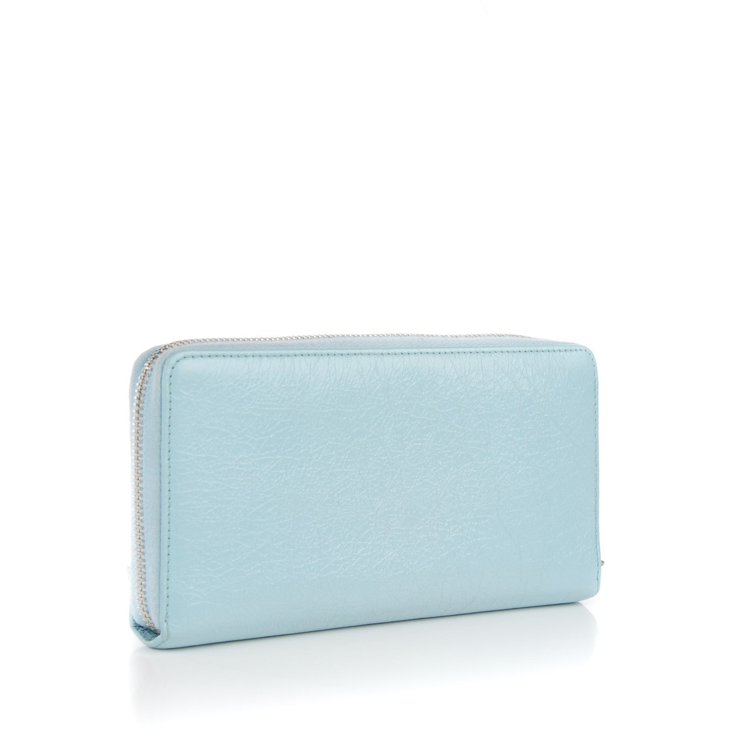 Balenciaga Agneau Giant 12 Silver Hardware Continental Zip Around Wallet Bleu Dragee 3 of 9