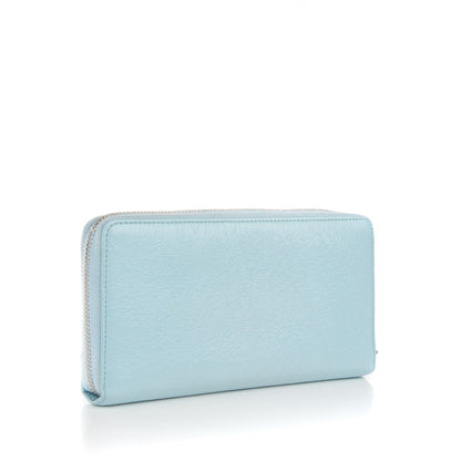 Balenciaga Agneau Giant 12 Silver Hardware Continental Zip Around Wallet Bleu Dragee 3 of 9