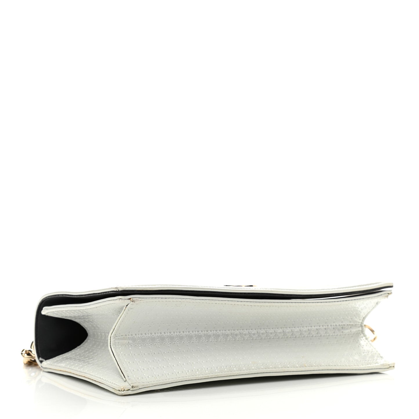 Patent Micro-Cannage Medium Diorama Flap Bag White