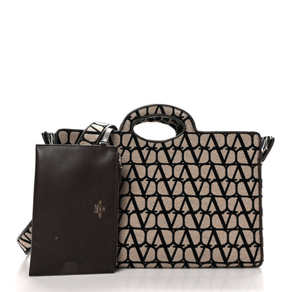 Valentino Garavani Toile Iconographe Goatskin Le Troisieme Shopping Bag Naturale Black Fondant 3 of 10