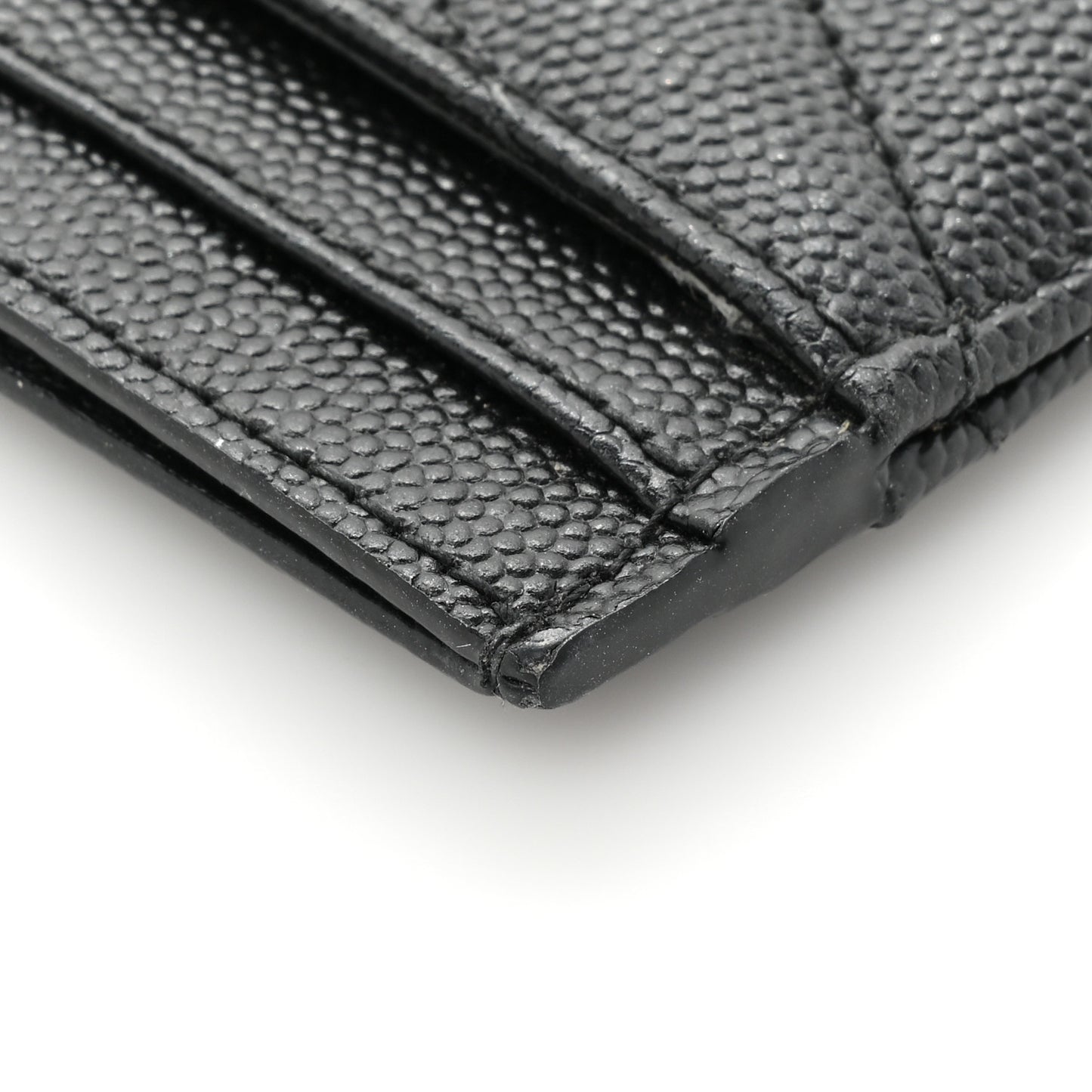 Grain De Poudre Matelasse Chevron Monogram Credit Card Case Black