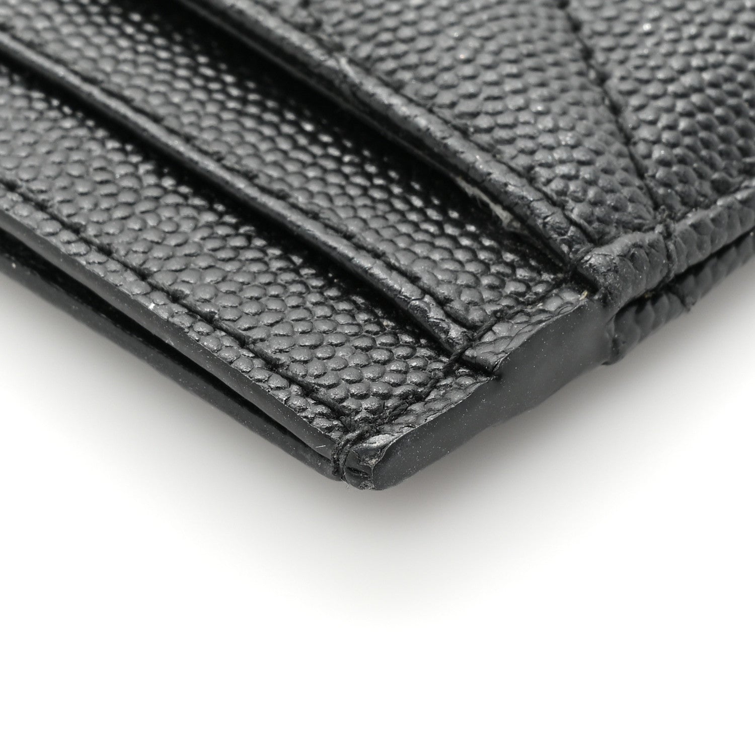 Saint Laurent Grain De Poudre Matelasse Chevron Monogram Credit Card Case Black 14 of 16