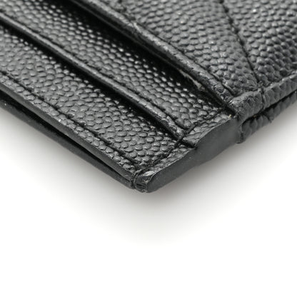 Saint Laurent Grain De Poudre Matelasse Chevron Monogram Credit Card Case Black 14 of 16