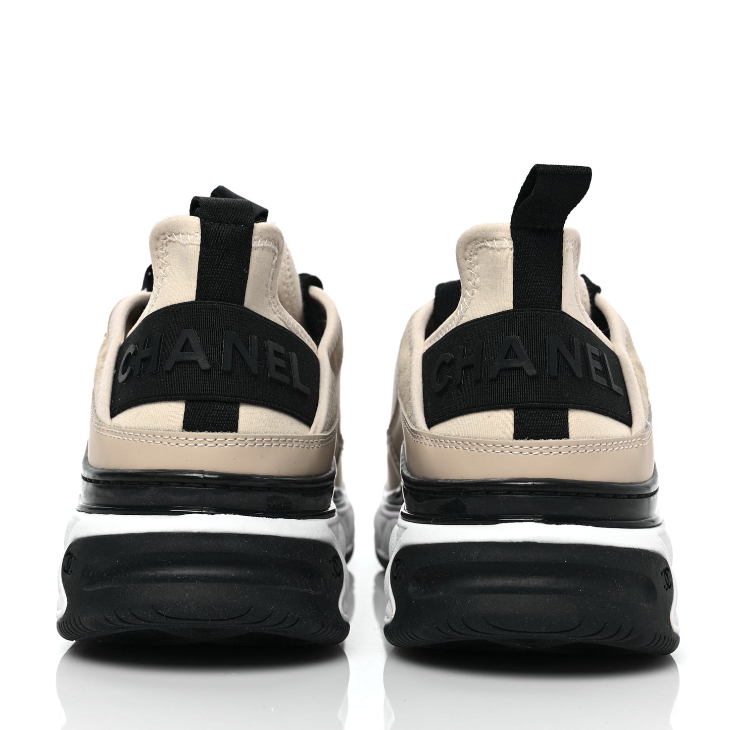 Velvet Calfskin Mixed Fibers CC Sneakers 40 Beige