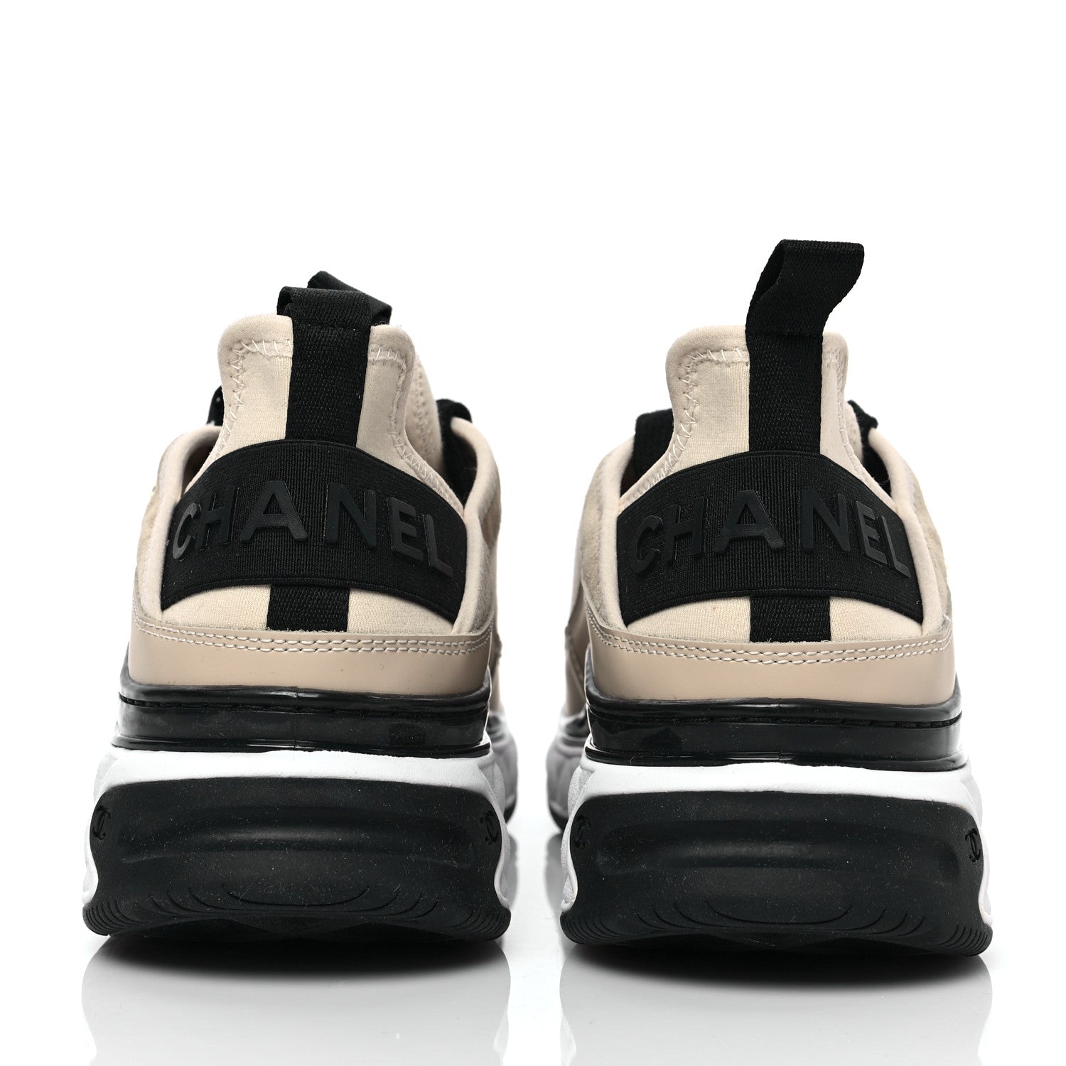 Chanel Velvet Calfskin Mixed Fibers CC Sneakers 40 Beige 5 of 9