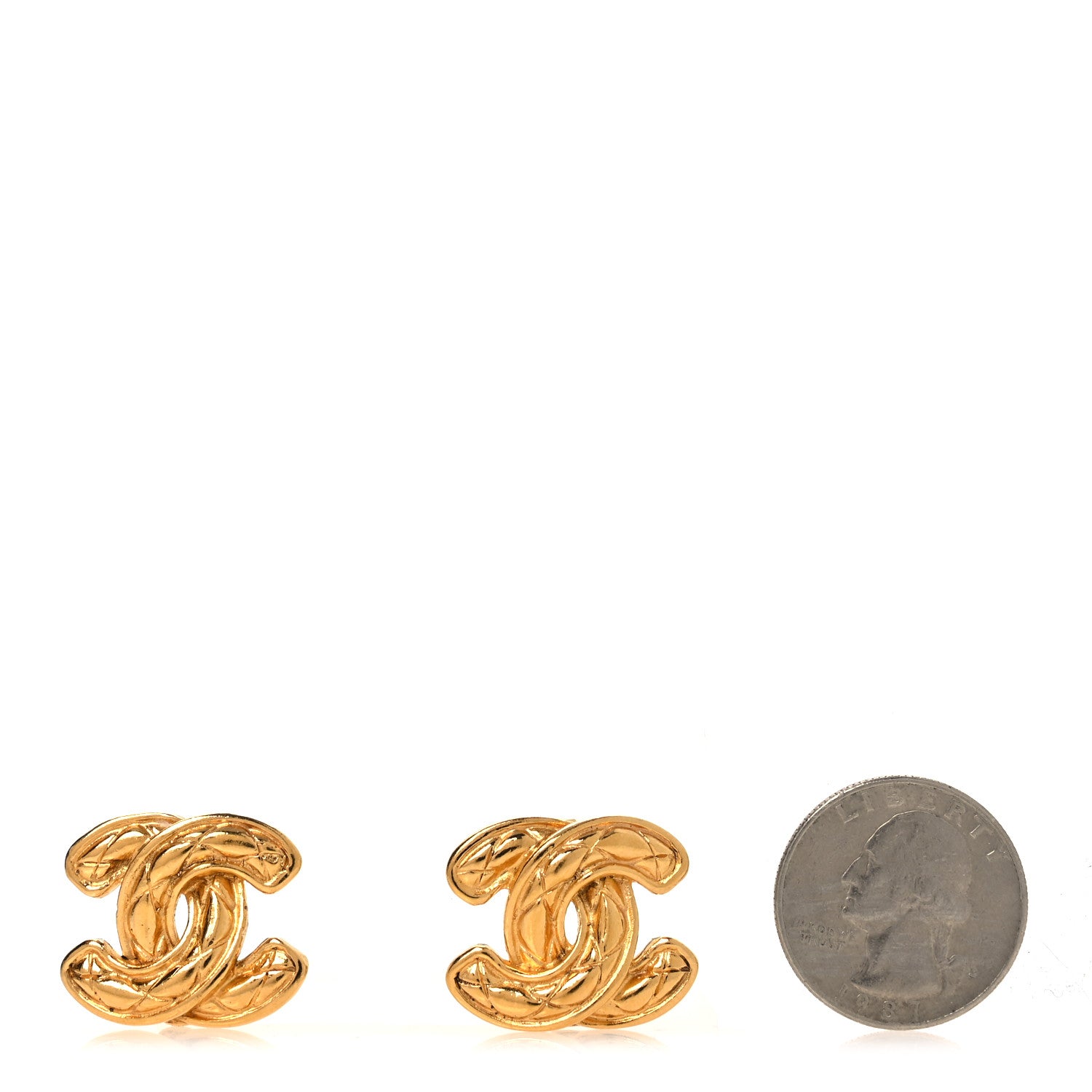 Chanel Metal CC Clip On Earrings Gold 2 of 4