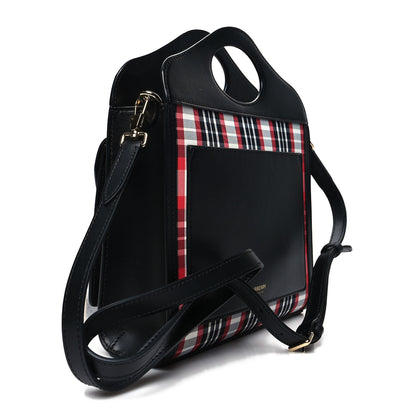 Burberry Calfskin Nylon Tartan Mini Pocket Bag Bright Red 3 of 11