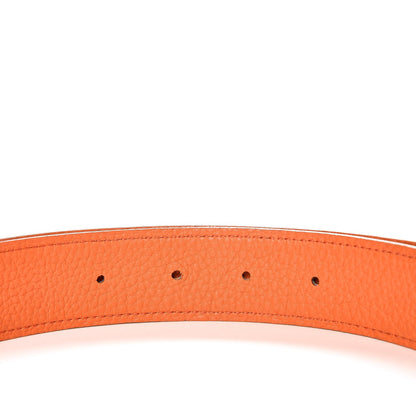 Hermes Box Togo Strie 32mm H Belt 95 Chocolate Orange 6 of 7