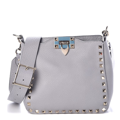 Valentino Garavani Pebbled Calfskin Small Rockstud Flip-Lock Messenger Bag Stone 1 of 7