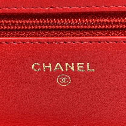 Chanel Lambskin Quilted Infinity Wallet On Chain WOC Red 6 of 10
