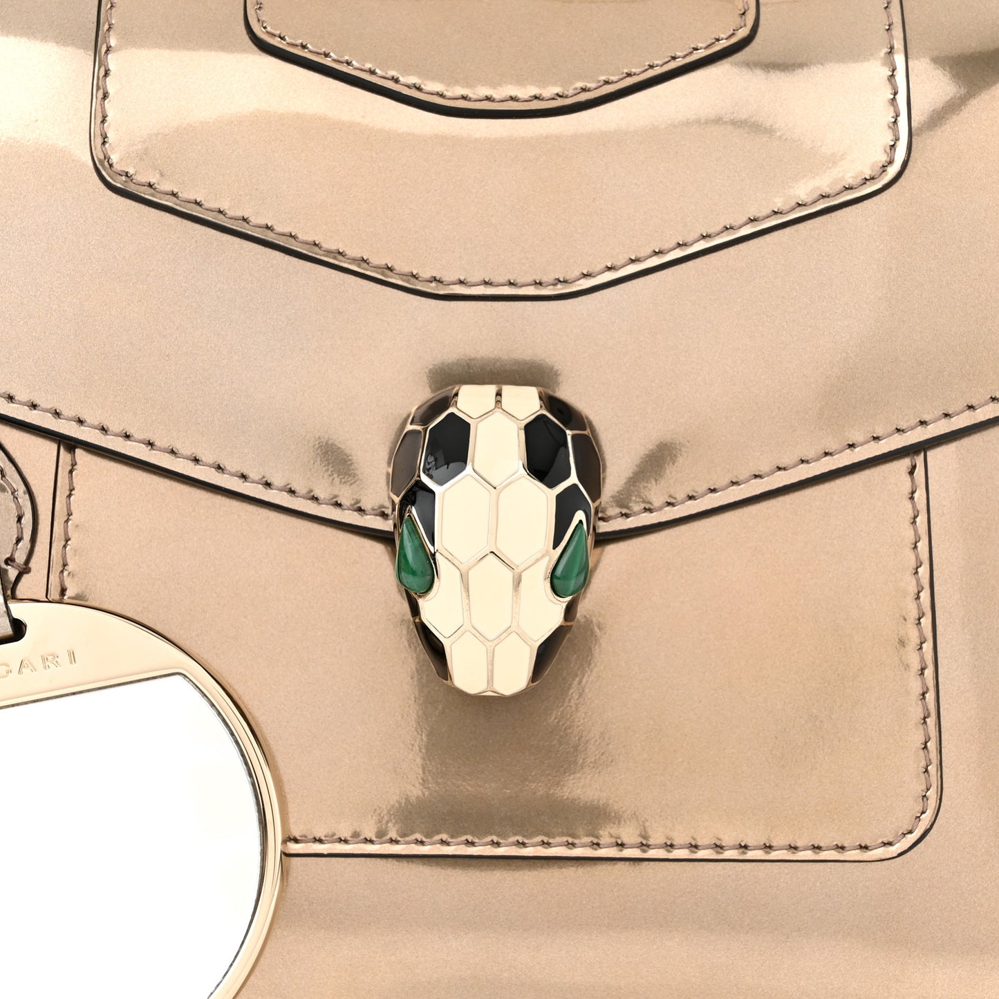 Metallic Calfskin Serpenti Forever Top Handle Bronze