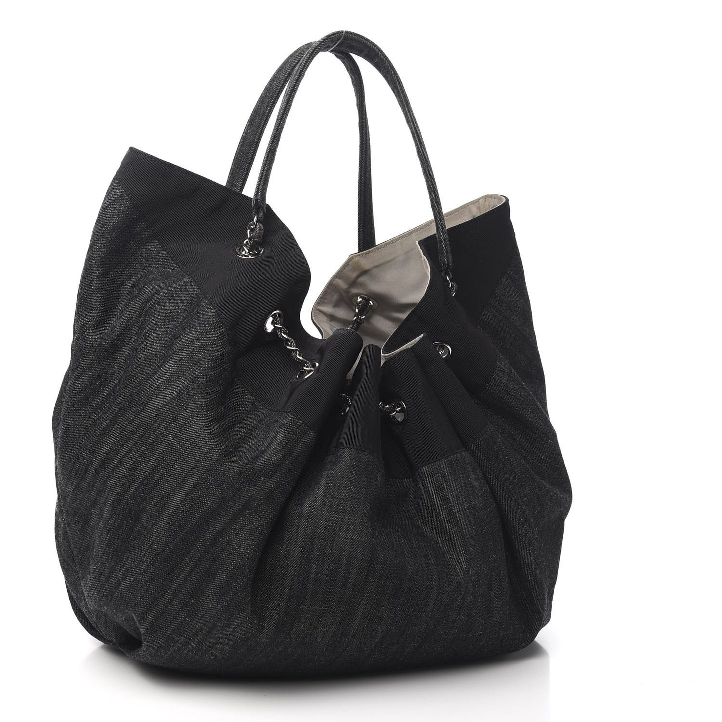 Denim Quilted Stretch Spirit Large Cabas Tote Blue