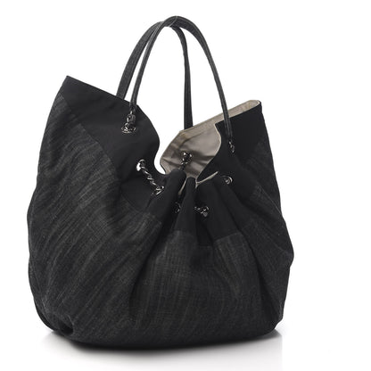Chanel Denim Quilted Stretch Spirit Large Cabas Tote Blue 2 of 9