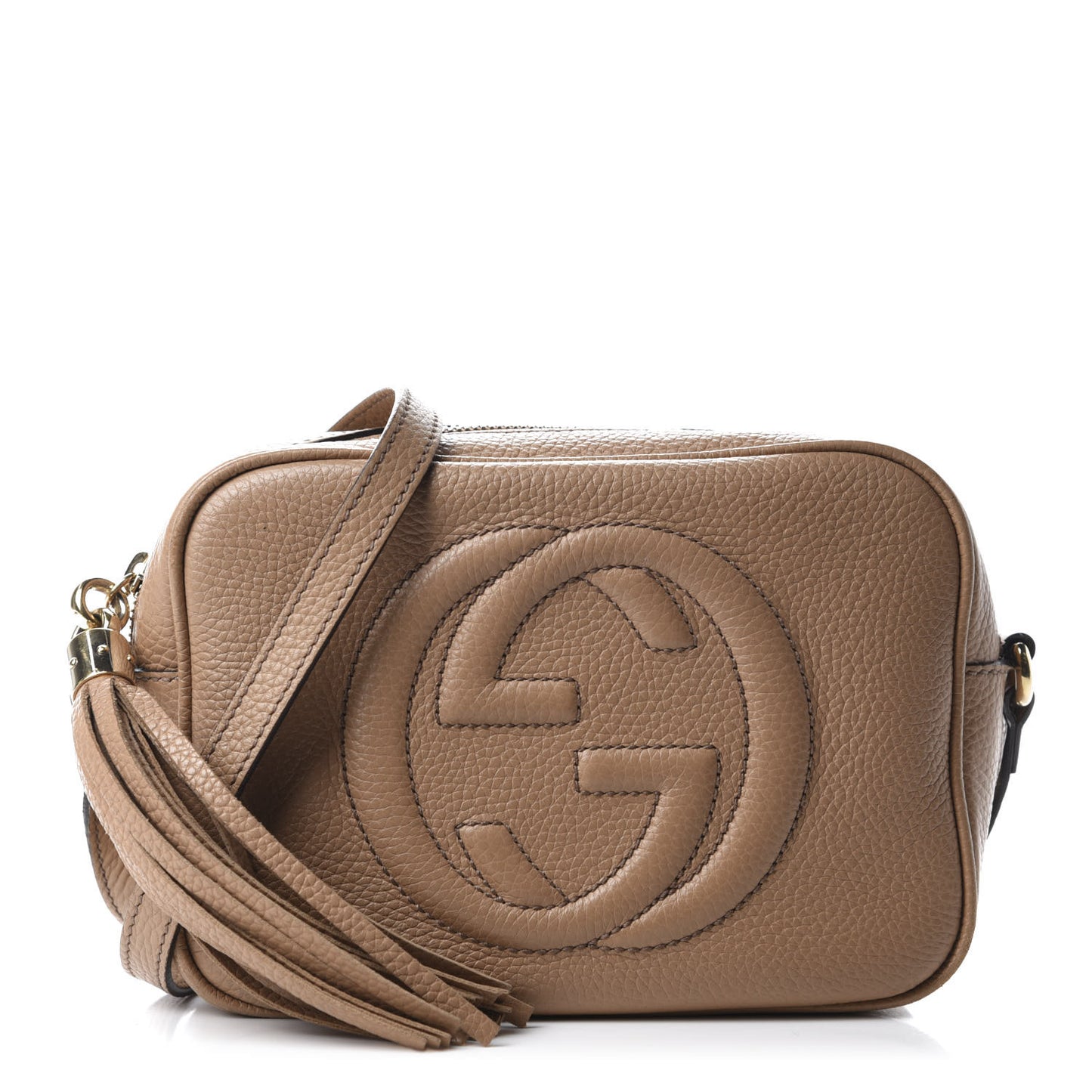 Pebbled Calfskin Small Soho Disco Bag Camelia