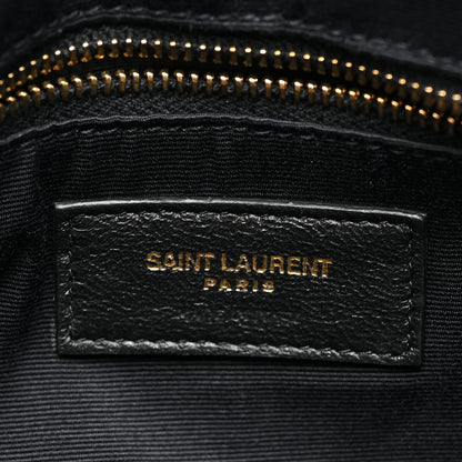Saint Laurent Canvas Bandana Medium Loulou Chain Satchel Black White 9 of 13
