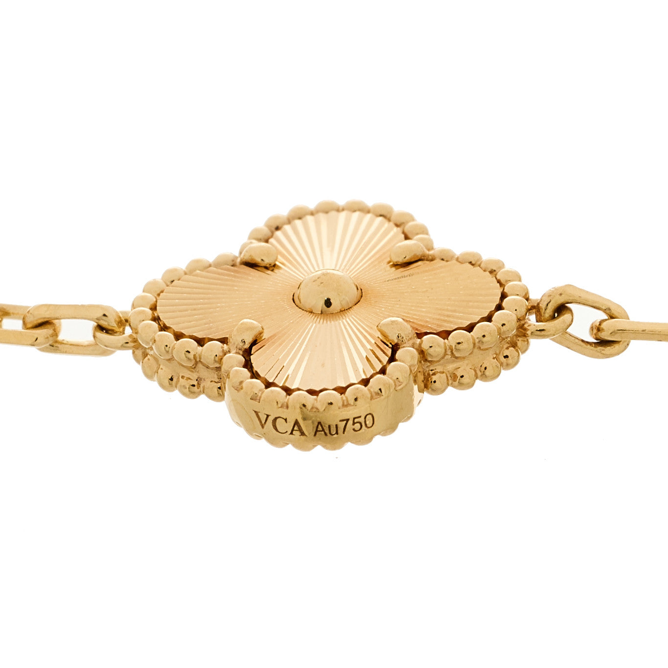 18K Yellow Gold 5 Motifs Guilloche Vintage Alhambra Bracelet