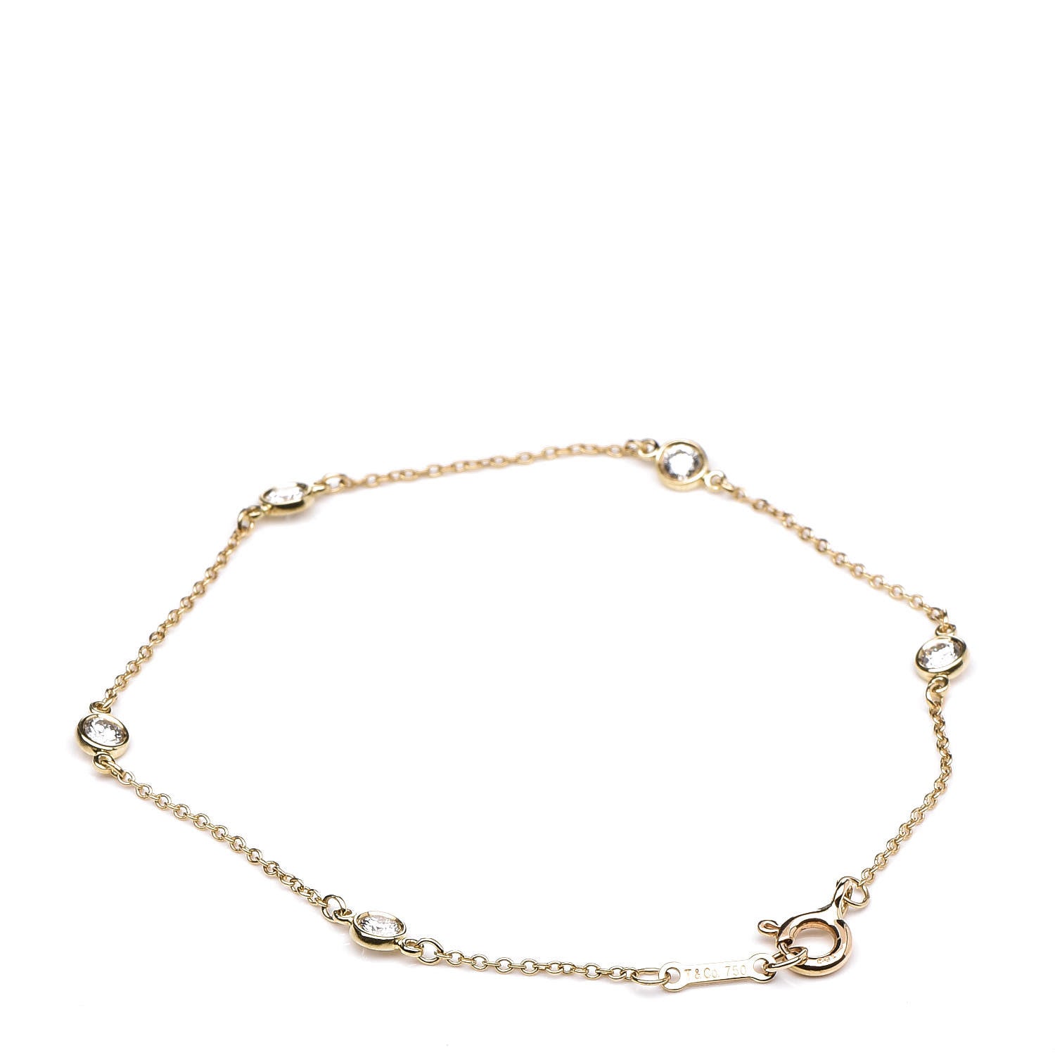 Tiffany 18K Yellow Gold Diamond .40ctw Elsa Peretti Diamonds by the Yard Station Bracelet 3 of 5