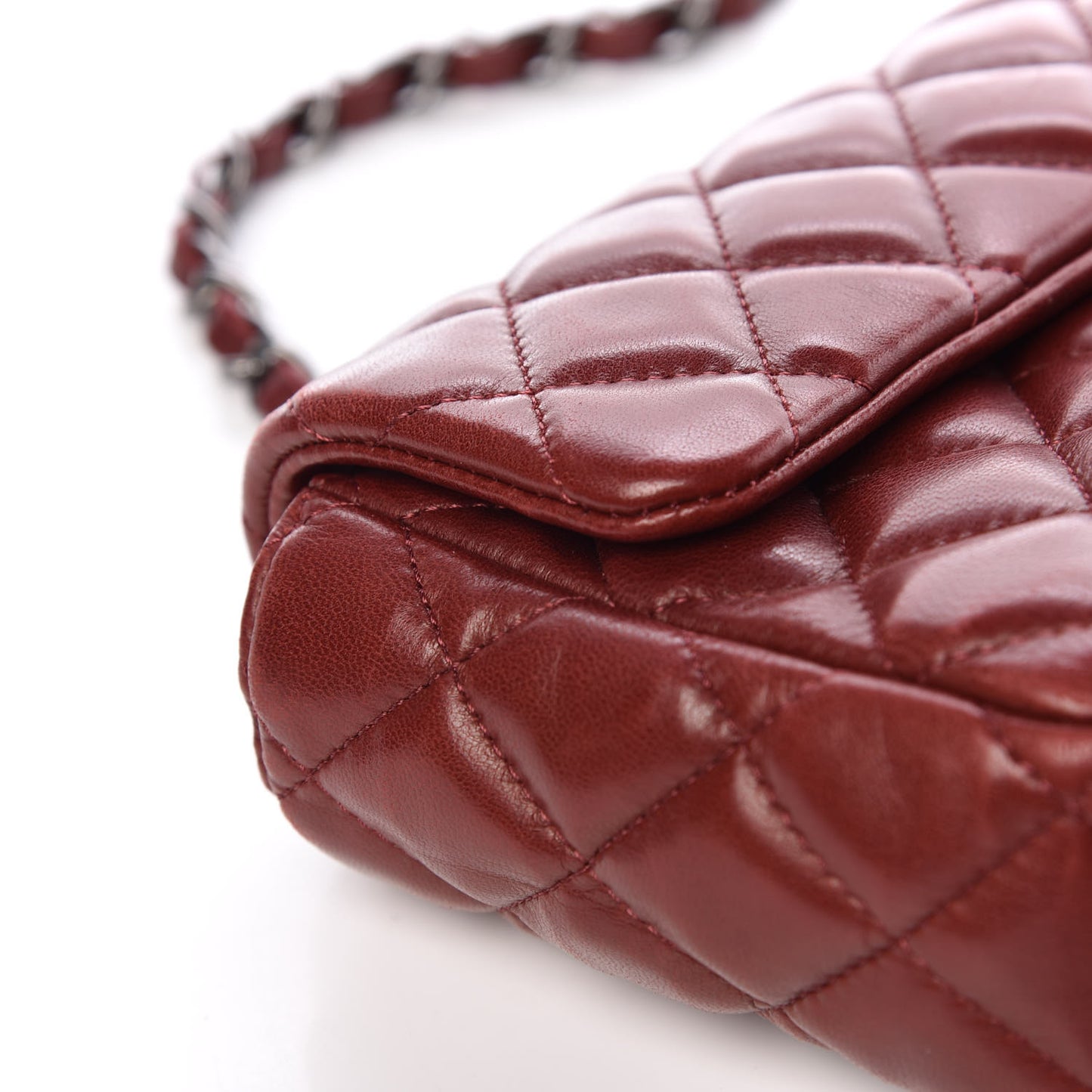 Lambskin Quilted East West Flap Dark Red
