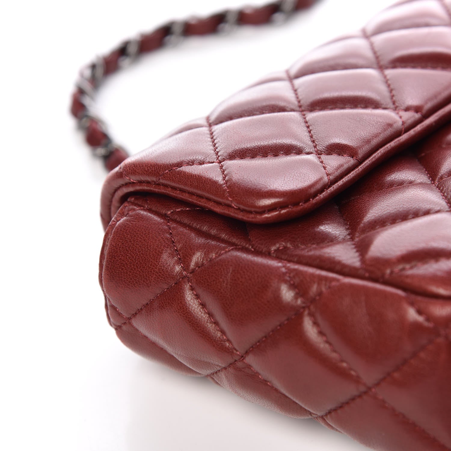 Chanel Lambskin Quilted East West Flap Dark Red 12 of 18