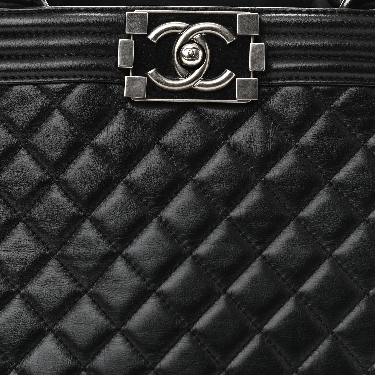 Chanel Calfskin Quilted Boy Shopping Tote Black 8 of 11