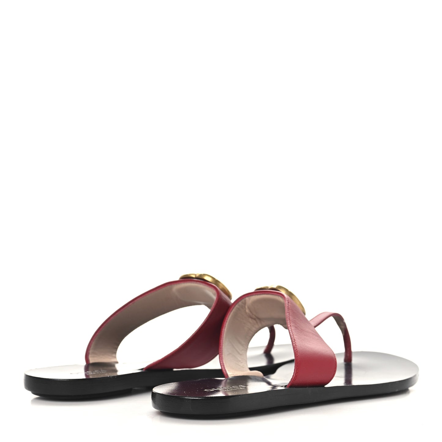 Calfskin GG Marmont Thong Sandals 36.5 Red