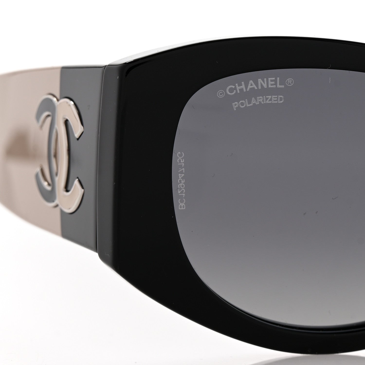 Chanel Acetate Oval Sunglasses 5524-A Black Beige 8 of 9