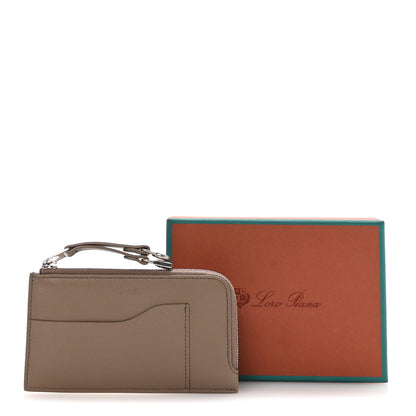 Loro Piana Grained Calfskin Extra Zip Pouch Warm Mastic 7 of 7