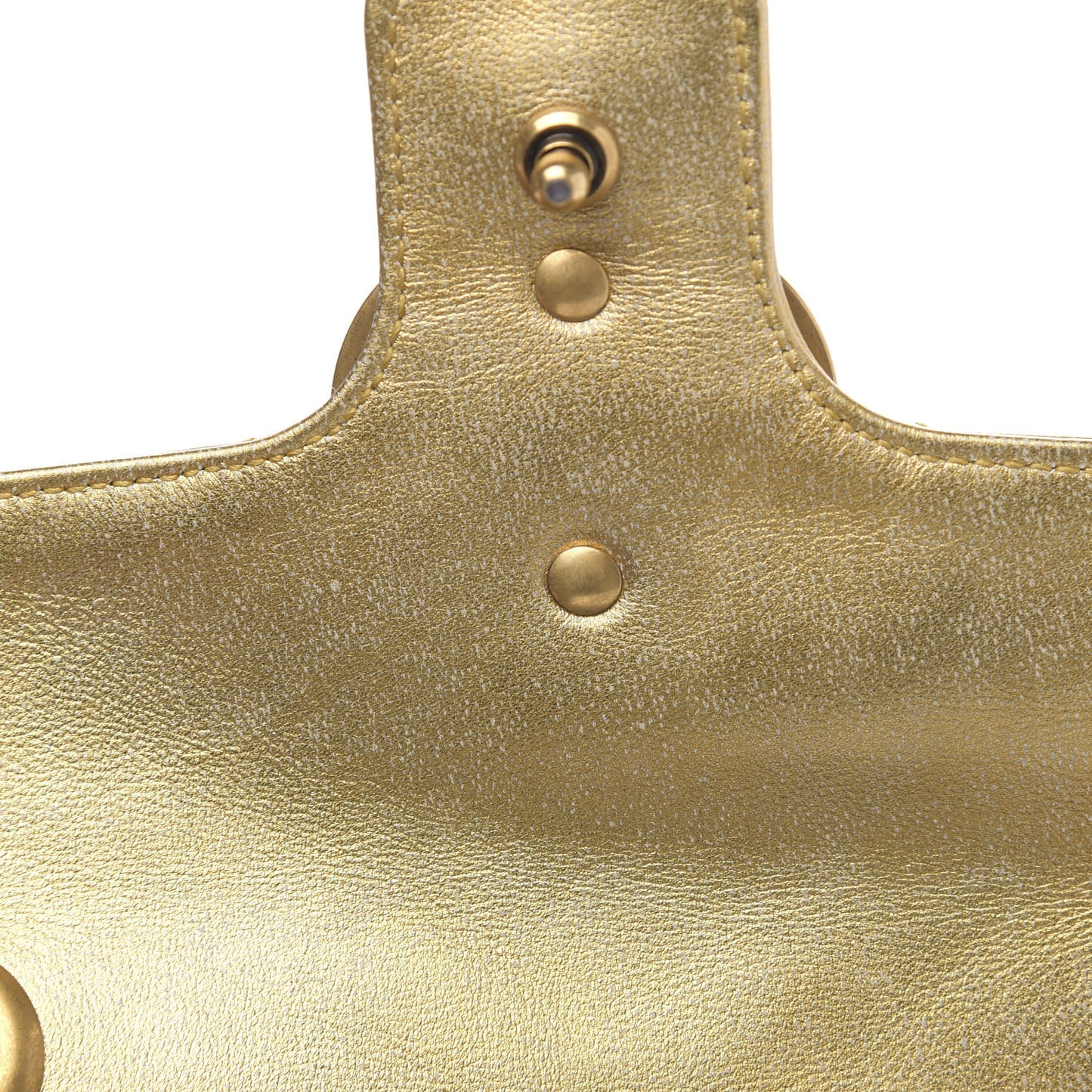 Metallic Calfskin Matelasse Mini GG Marmont Shoulder Bag Gold Pink