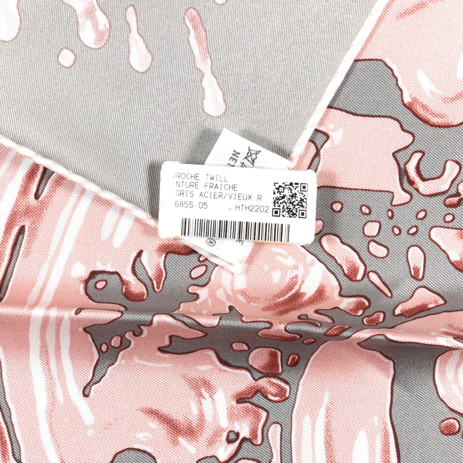 Hermes Silk Peinture Fraiche Scarf 45 Gris Acier Vieux Rose 4 of 4