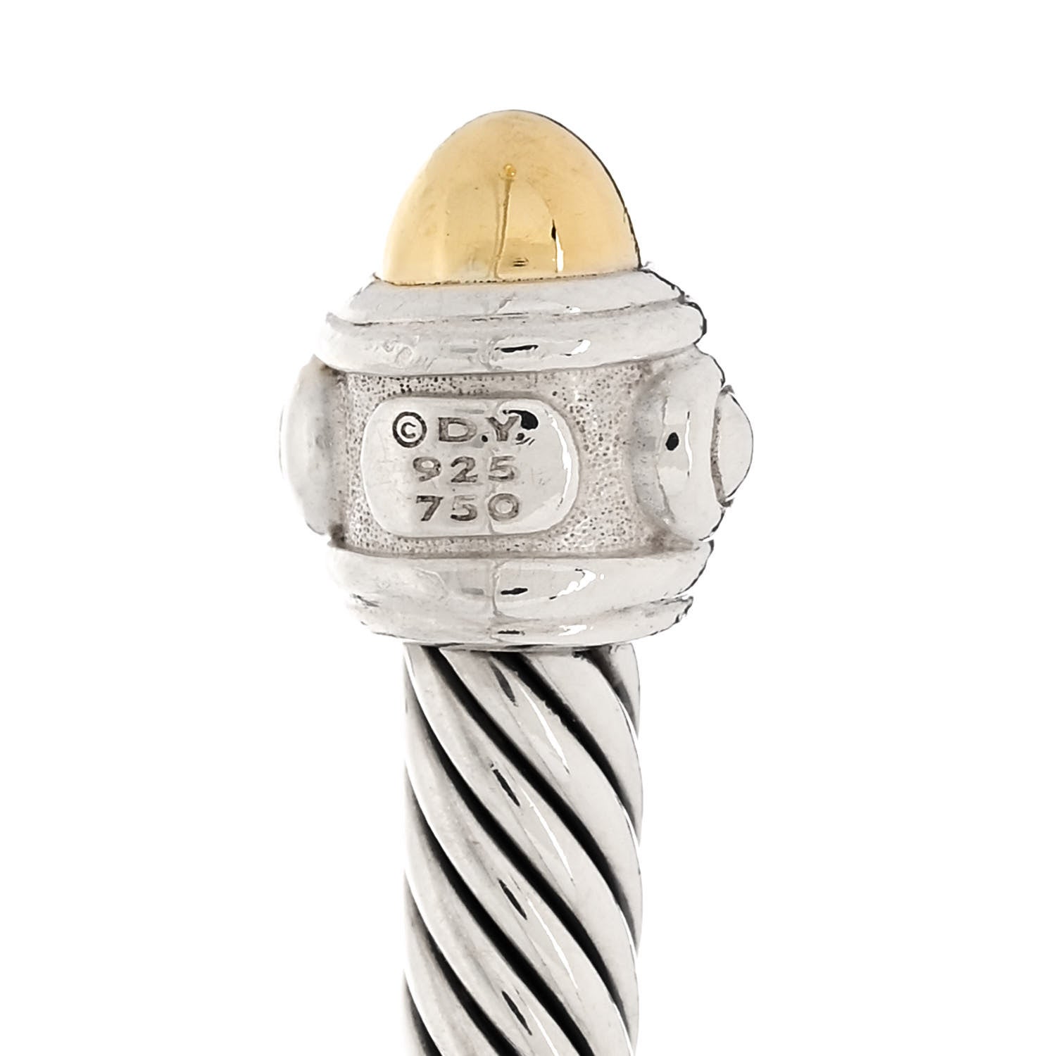 David Yurman Sterling Silver 18K Yellow Gold 4mm Cable Renaissance Bracelet 3 of 3