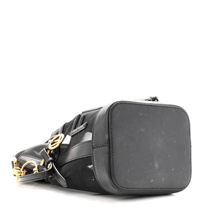 Fendi Mesh Vitello King F is Fendi Logo Embroidered Mini Mon Tresor Bucket Bag Black 4 of 13