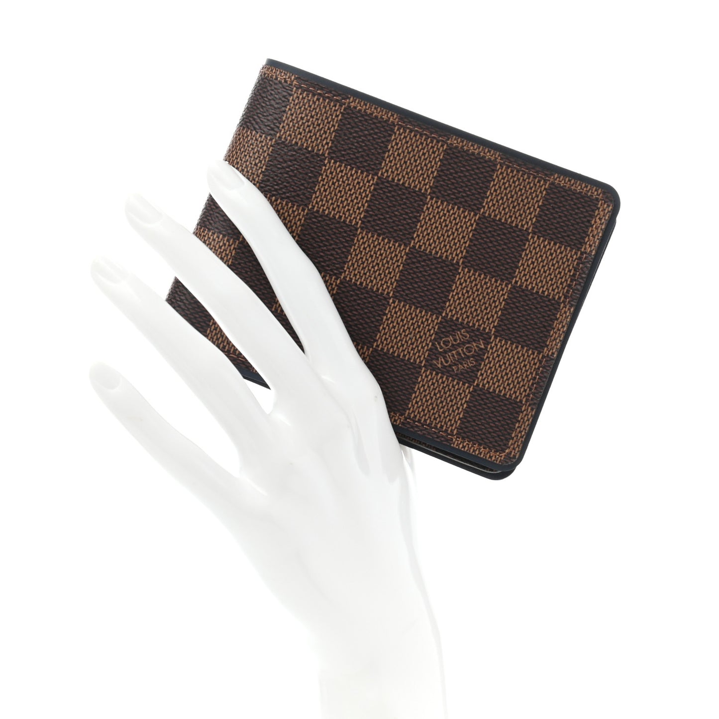 Damier Ebene Calfskin Multiple Wallet Blue