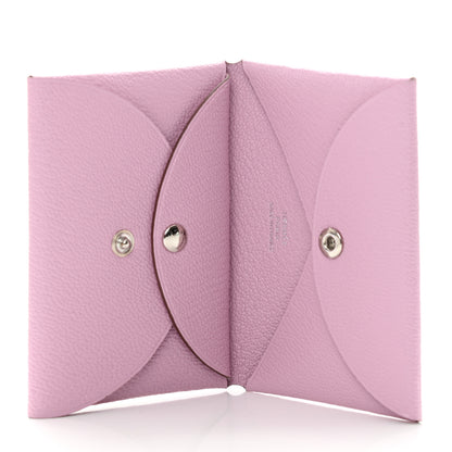 Hermes Chevre Mysore Calvi Duo Card Case Mauve Sylvestre 5 of 9