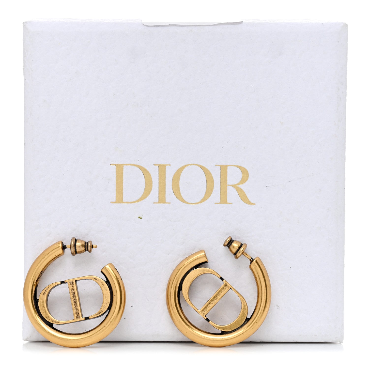 Christian Dior Metal 30 Montaigne Hoop Earrings Aged Gold 5 of 5