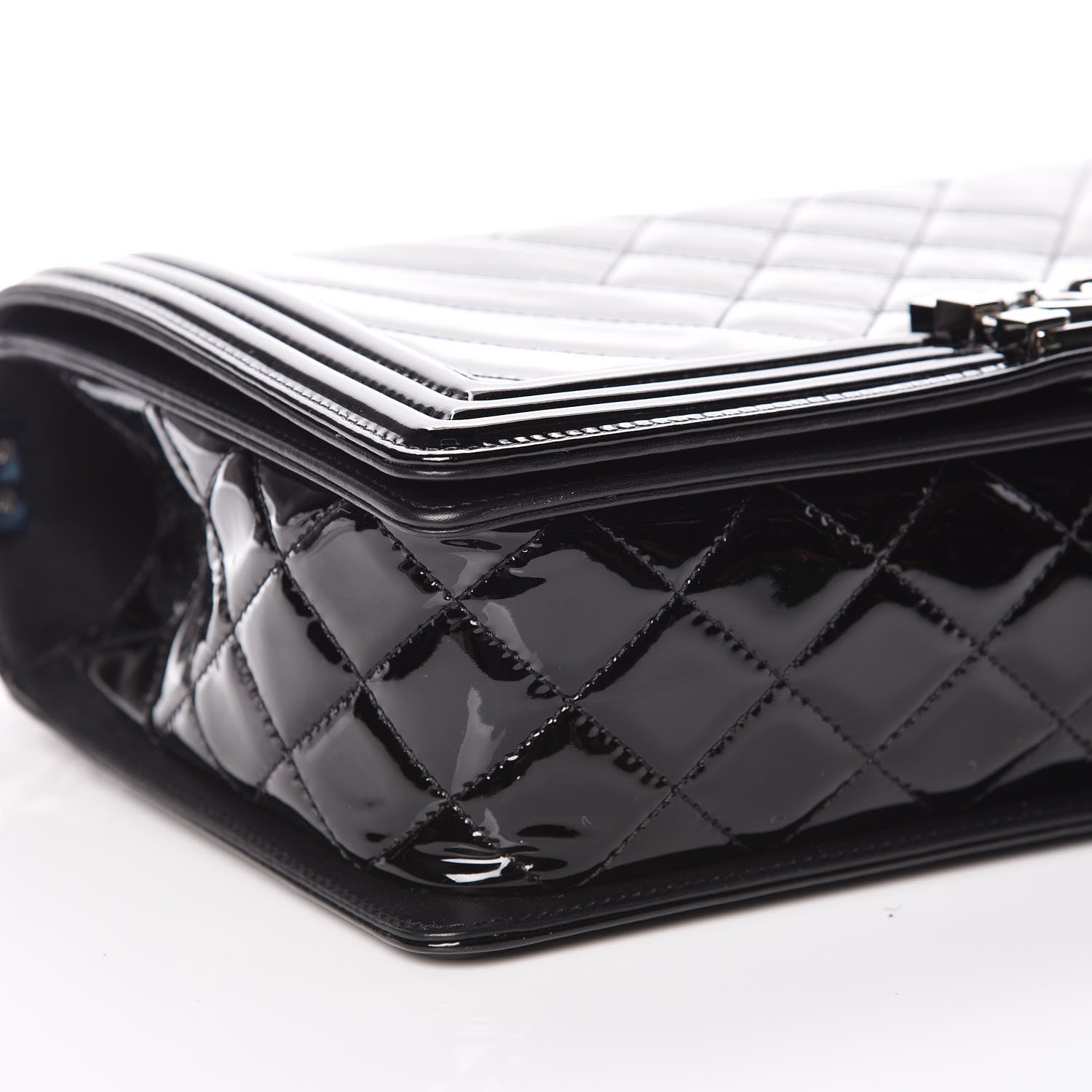 Chanel Patent Chevron Quilted New Medium Boy Flap Black 8 of 10