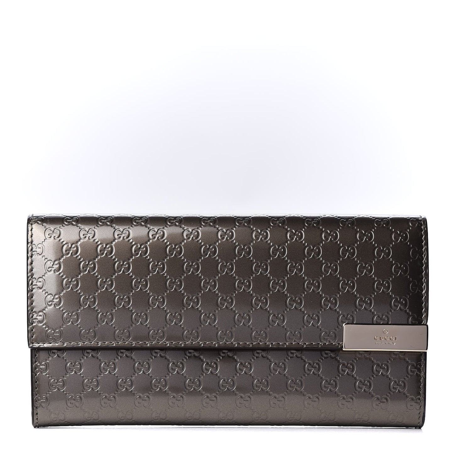 Metallic Microguccissima Dice Continental Flap Wallet Gray