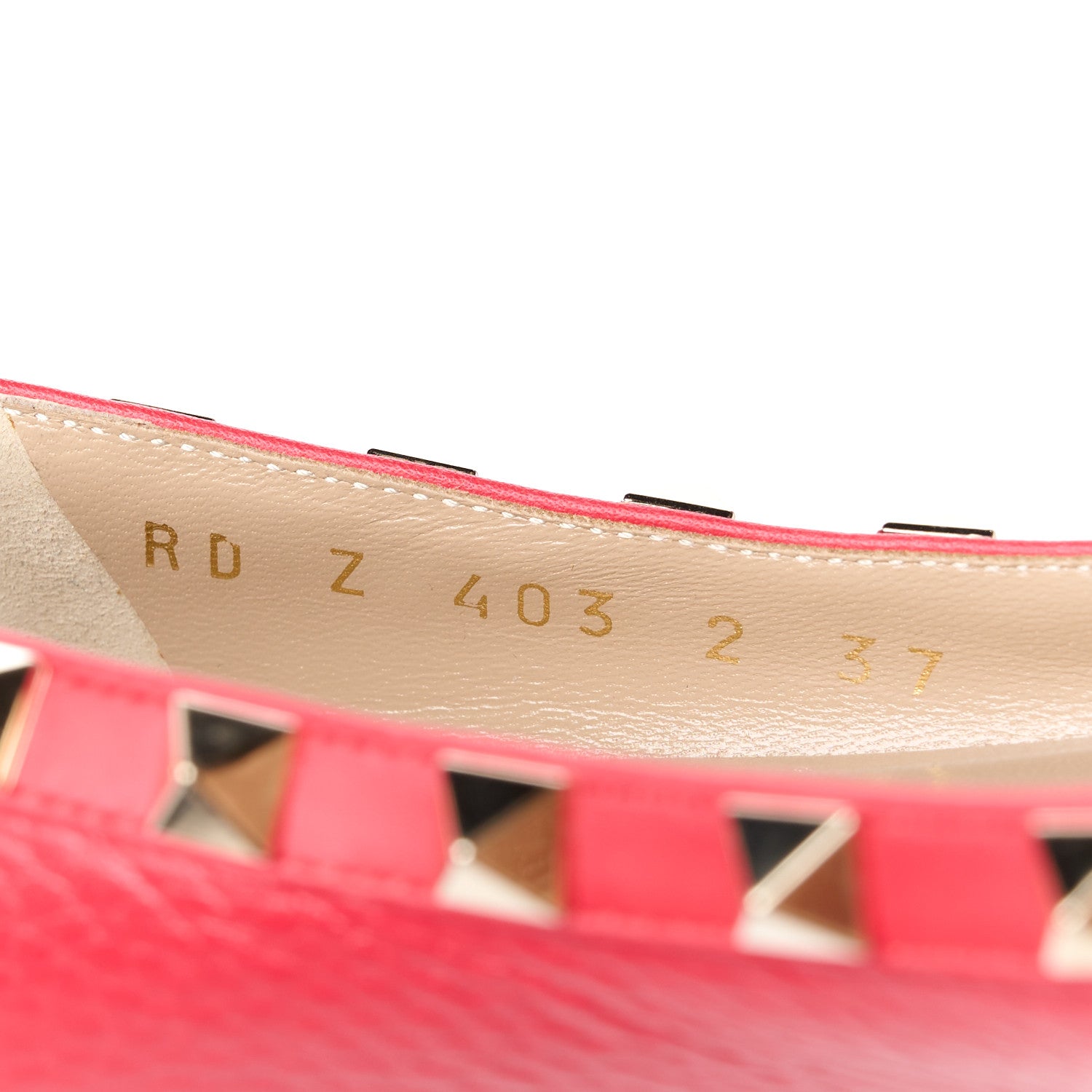 Valentino Garavani Pebbled Calfskin Rockstud Ballerina Flats 37 Fragola 8 of 9
