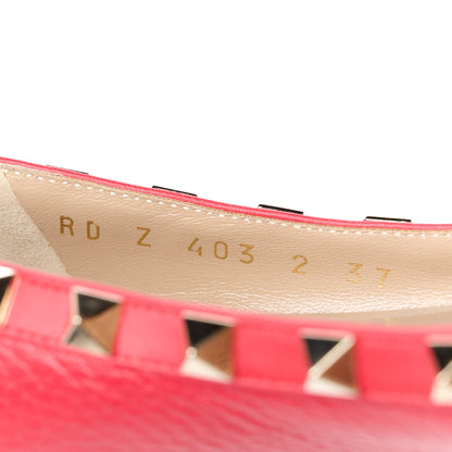 Valentino Garavani Pebbled Calfskin Rockstud Ballerina Flats 37 Fragola 8 of 9