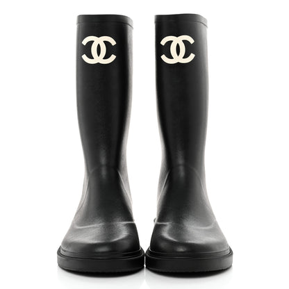 Chanel Caoutchouk CC High Boots 42 Black 2 of 10