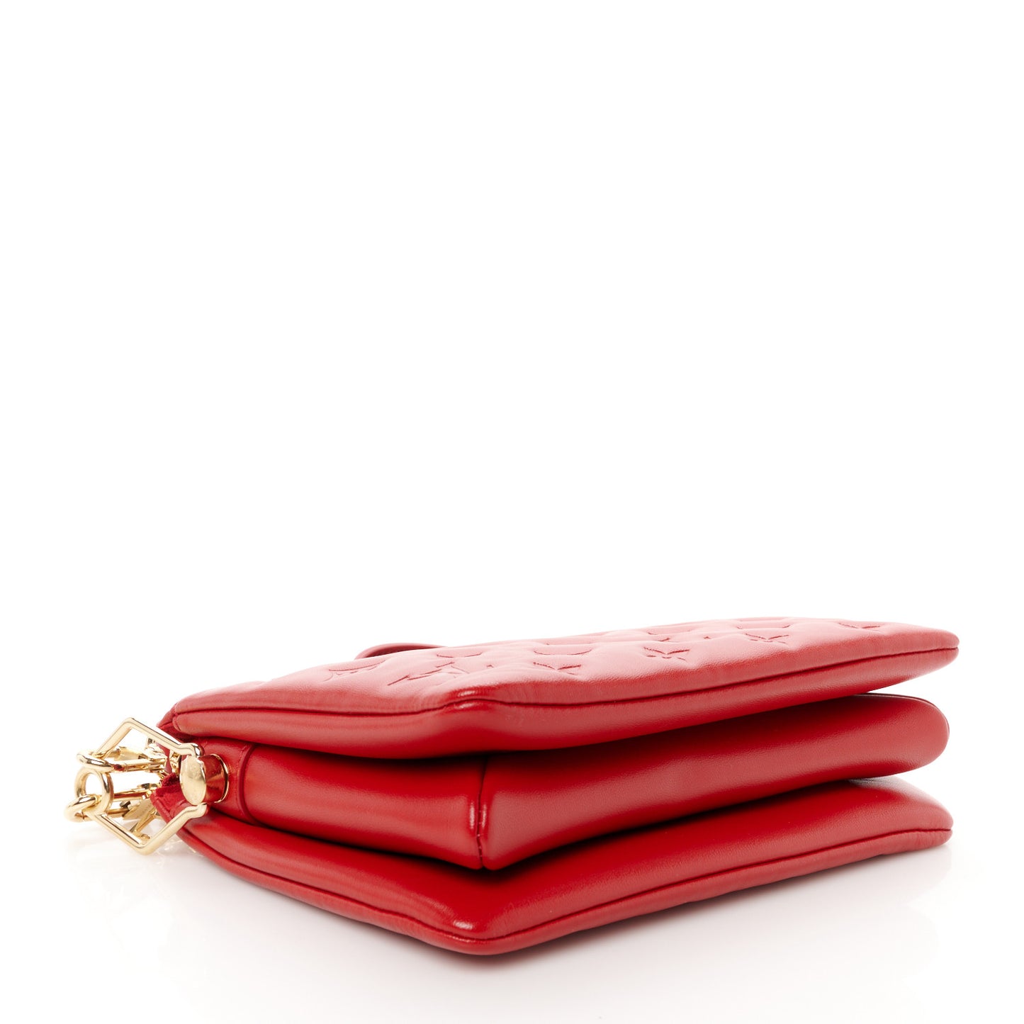 Mother of Pearl Lambskin Embossed Monogram Coussin BB Red Green