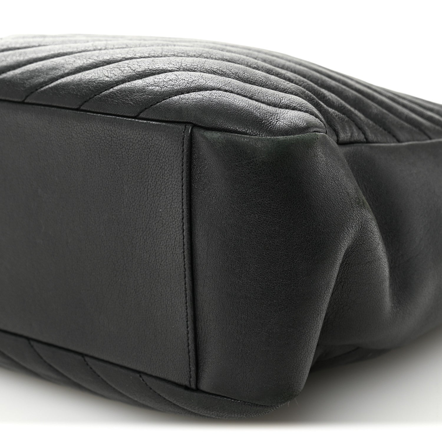 Saint Laurent Sheepskin Matelasse Chevron Large Monogram Shopping Bag Black 9 of 10
