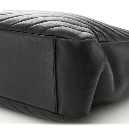 Saint Laurent Sheepskin Matelasse Chevron Large Monogram Shopping Bag Black 9 of 10