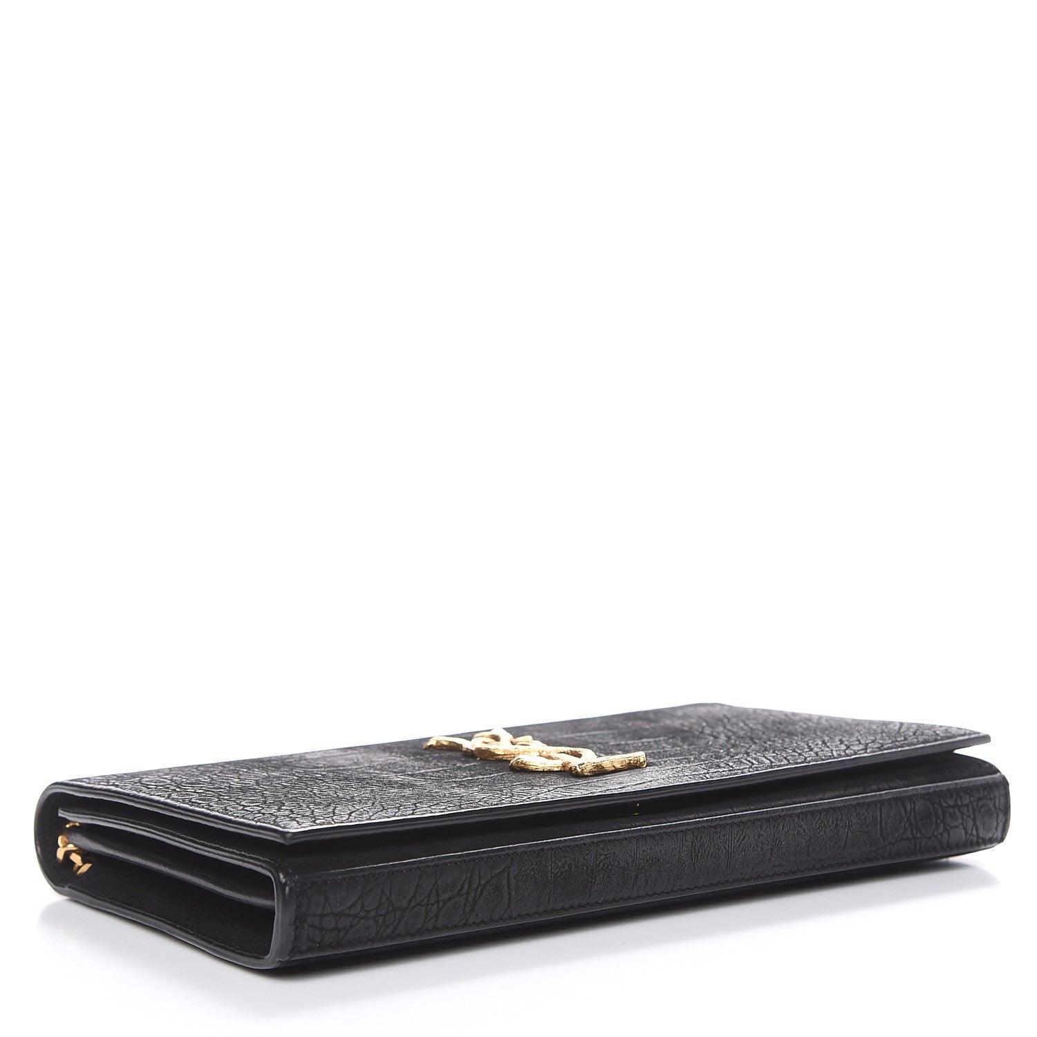 Saint Laurent Crocodile Embossed Nubuck Monogram Chain Wallet in Black 4 of 12